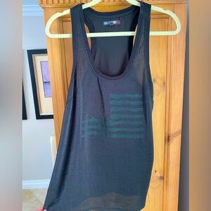 William Rast for Target black razorback flowy top w/ very subtle American flag M